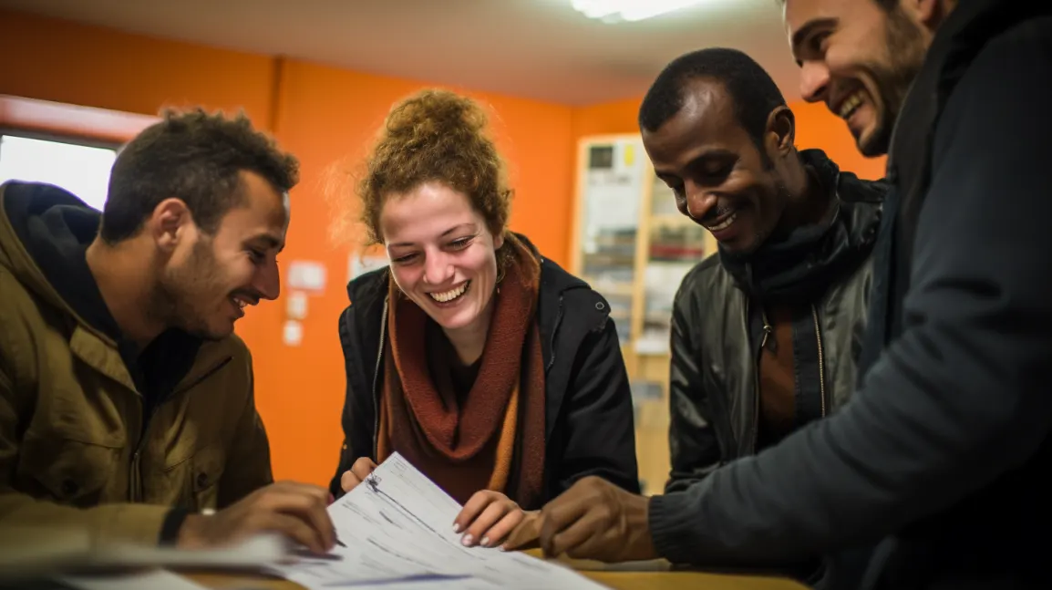 Un groupe échangeant autour de documents administratifs
